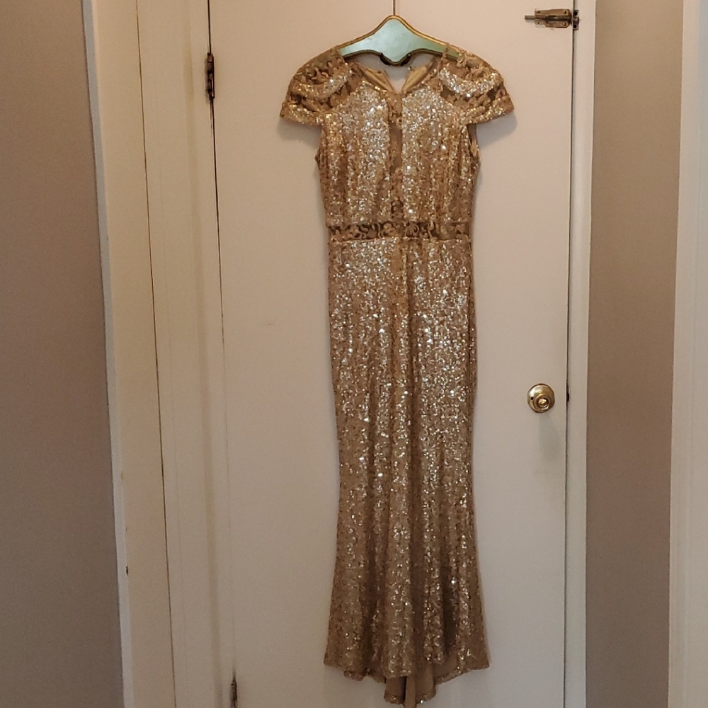 Badgley Mischka Champagne Sequin Dress